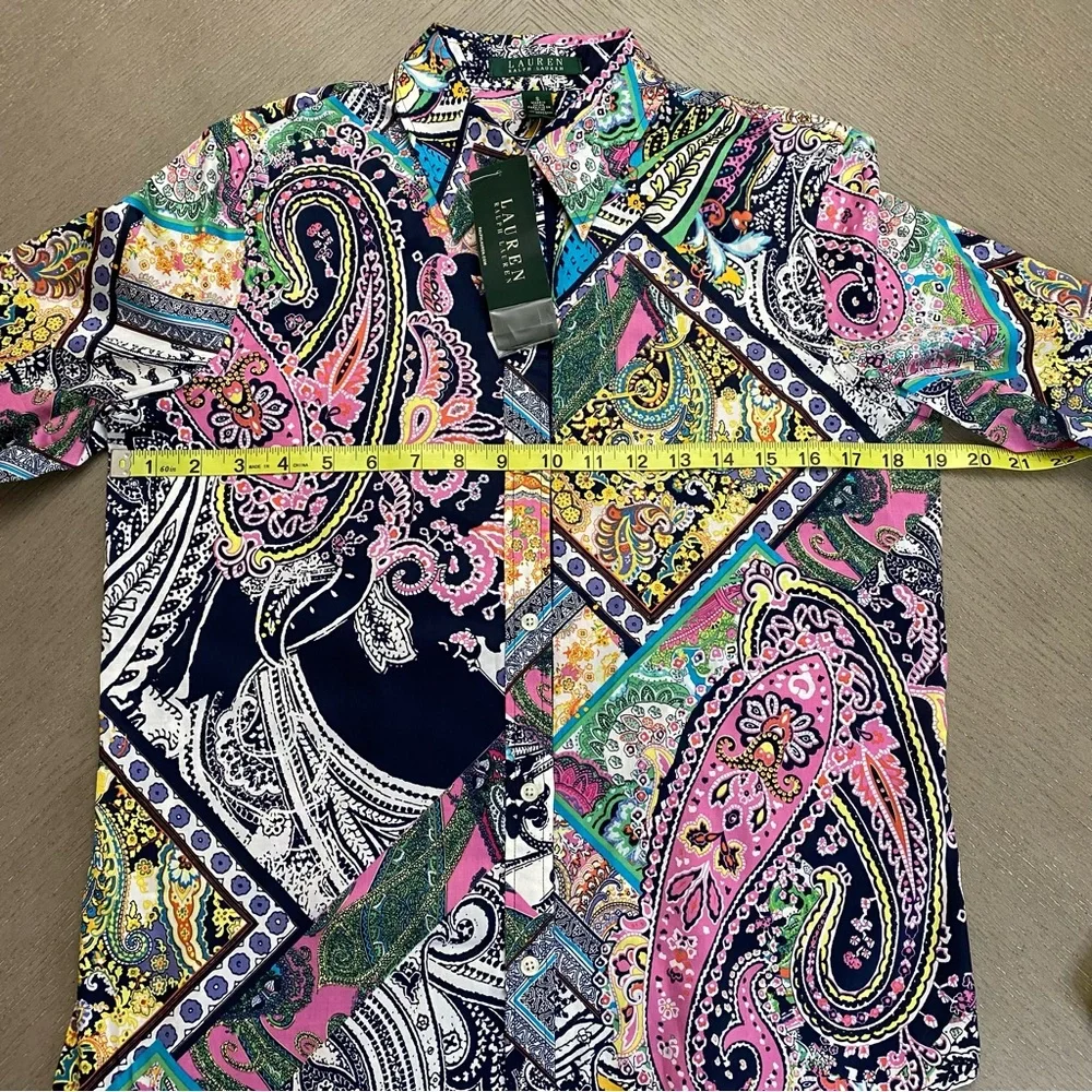 NWT Lauren Ralph Lauren Multi Color Fash 3 Paisley Pattern Button Down Shirt Sm - Picture 4 of 15